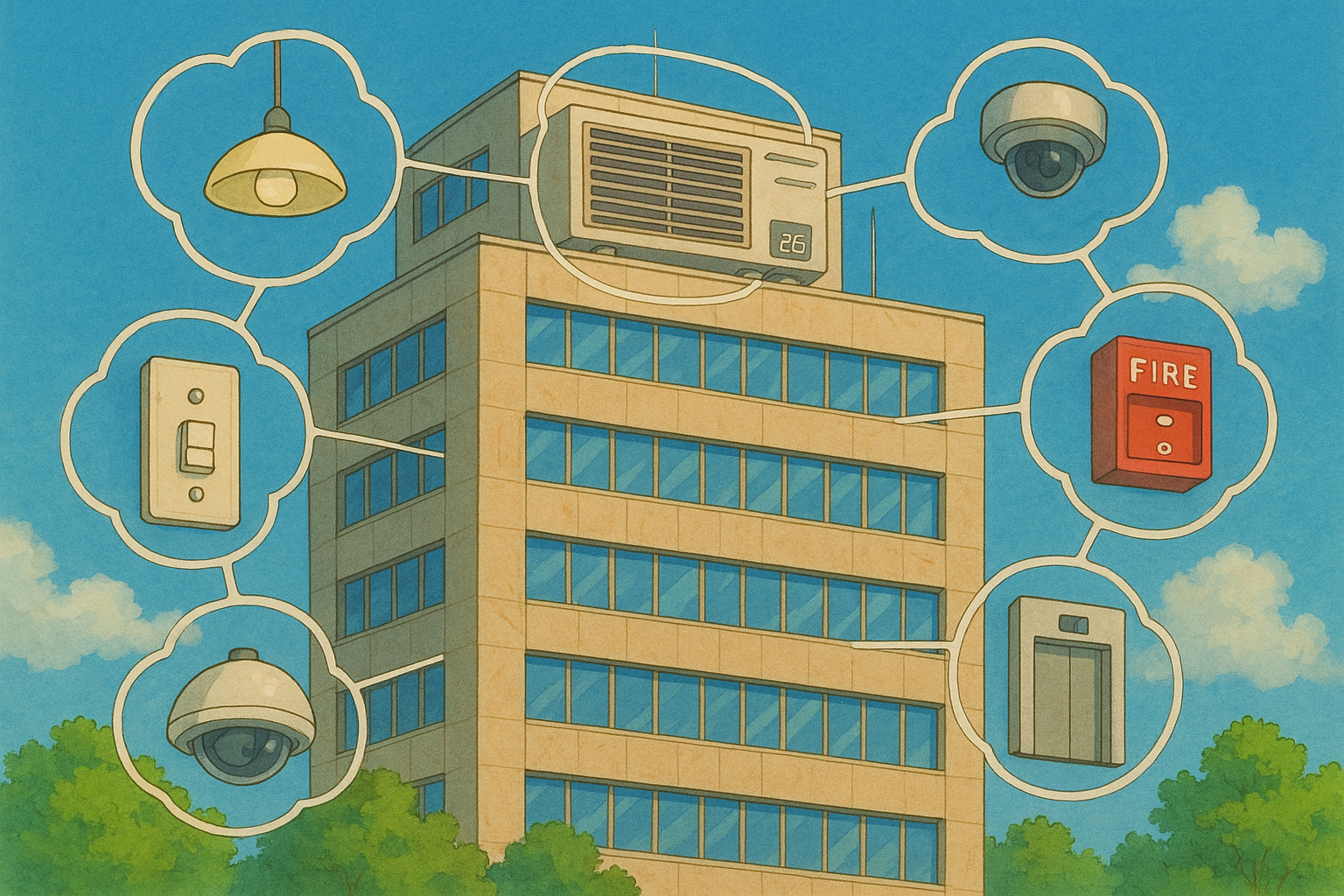 Connected building systems illustration
